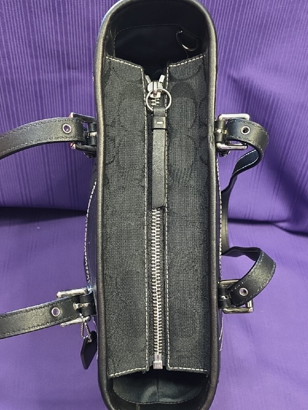 Coach Black Signature Canvas and Leather Tote - Picture 12 of 15